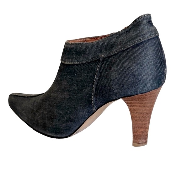 ZARA • Elegant Dark Blue Distressed Jean Material Ankle Booties Boot Shoes - Picture 5 of 13